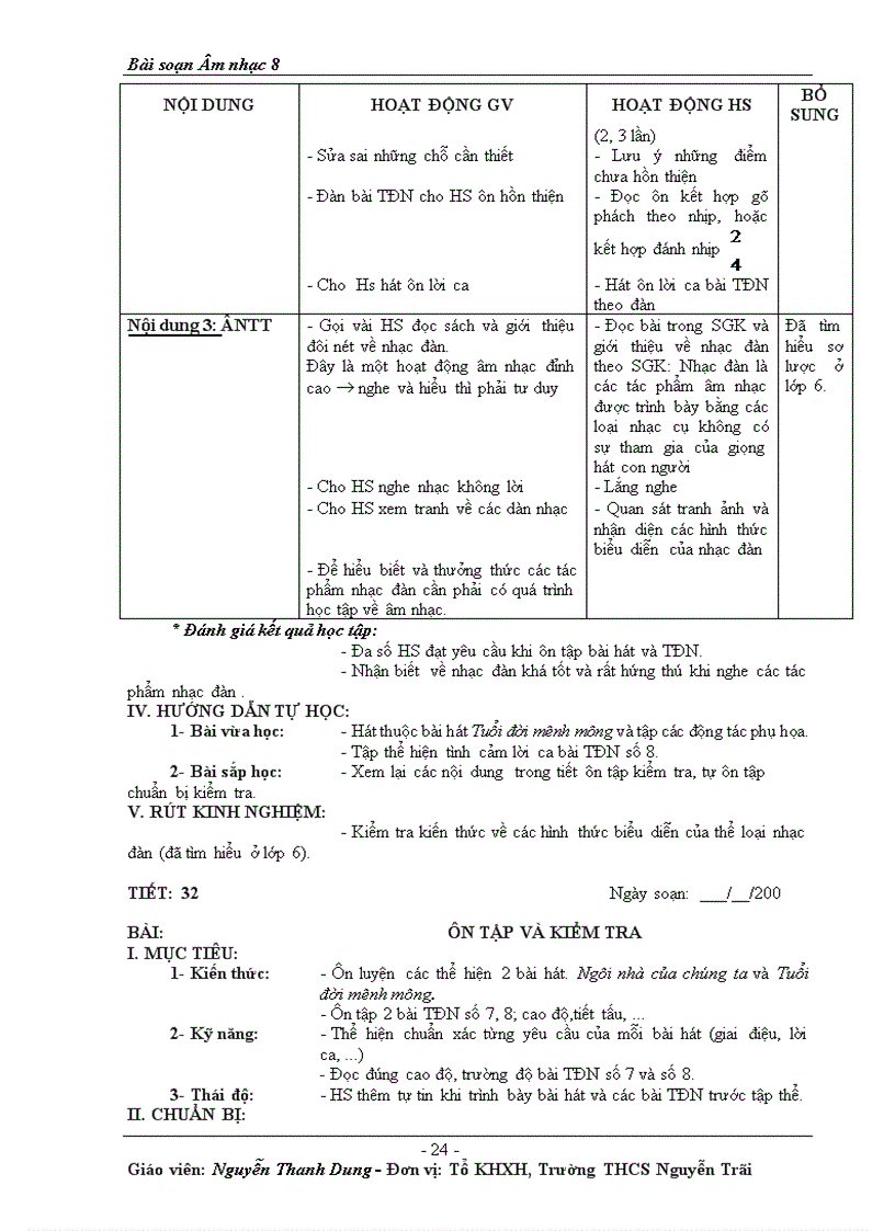 image for page Bài soạn Âm nhạc 8 học kì II