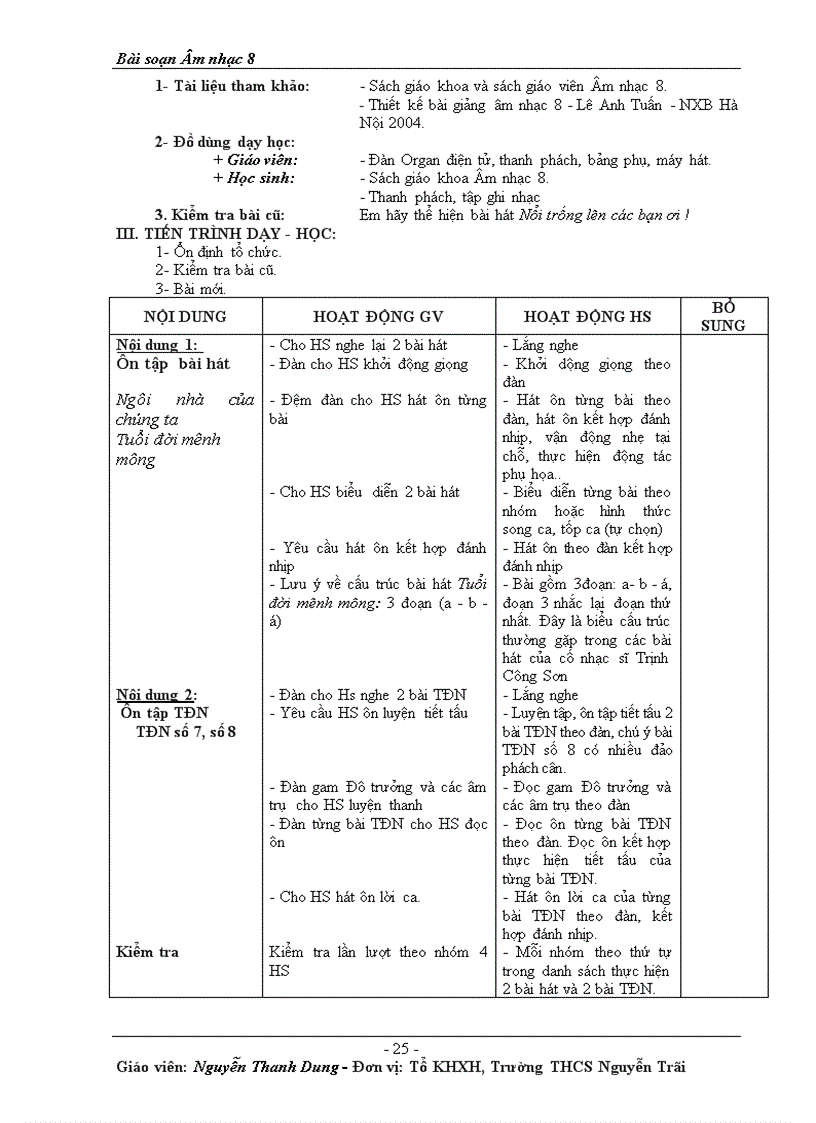 image for page Bài soạn Âm nhạc 8 học kì II