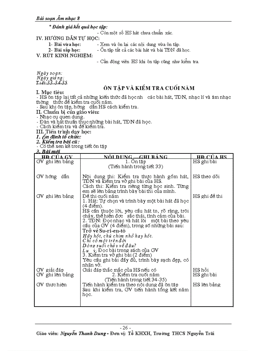 image for page Bài soạn Âm nhạc 8 học kì II