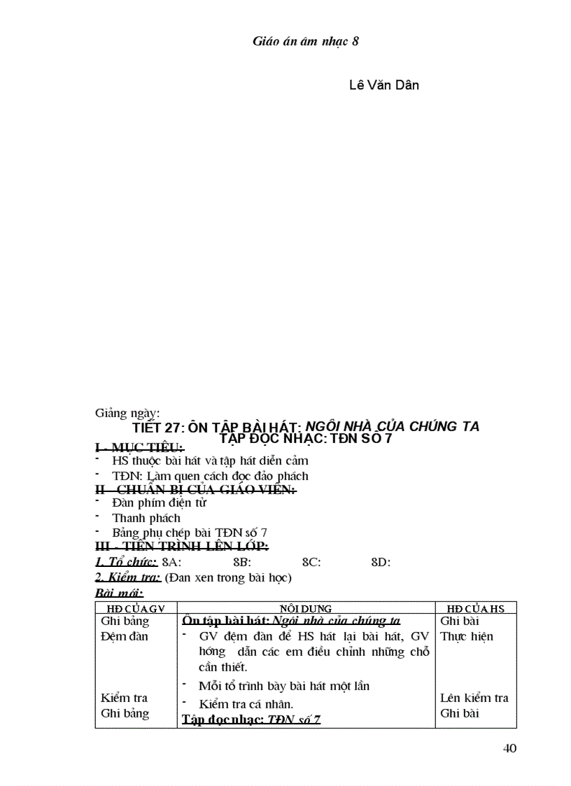 image for page Bộ giáo án âm nhạc lớp 8