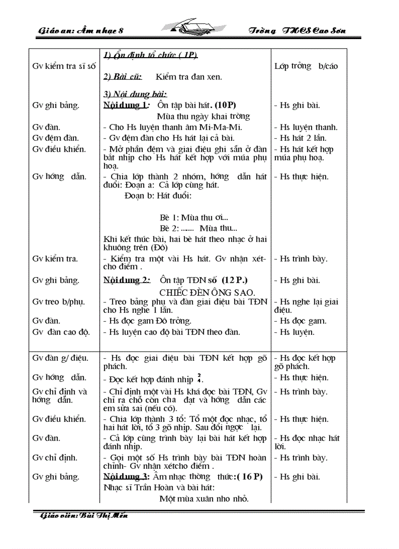 image for page Giáo Án Âm nhạc 8 09 10 Trọn Bộ