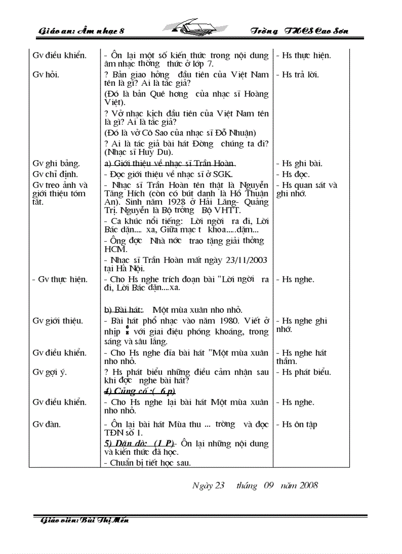 image for page Giáo Án Âm nhạc 8 09 10 Trọn Bộ