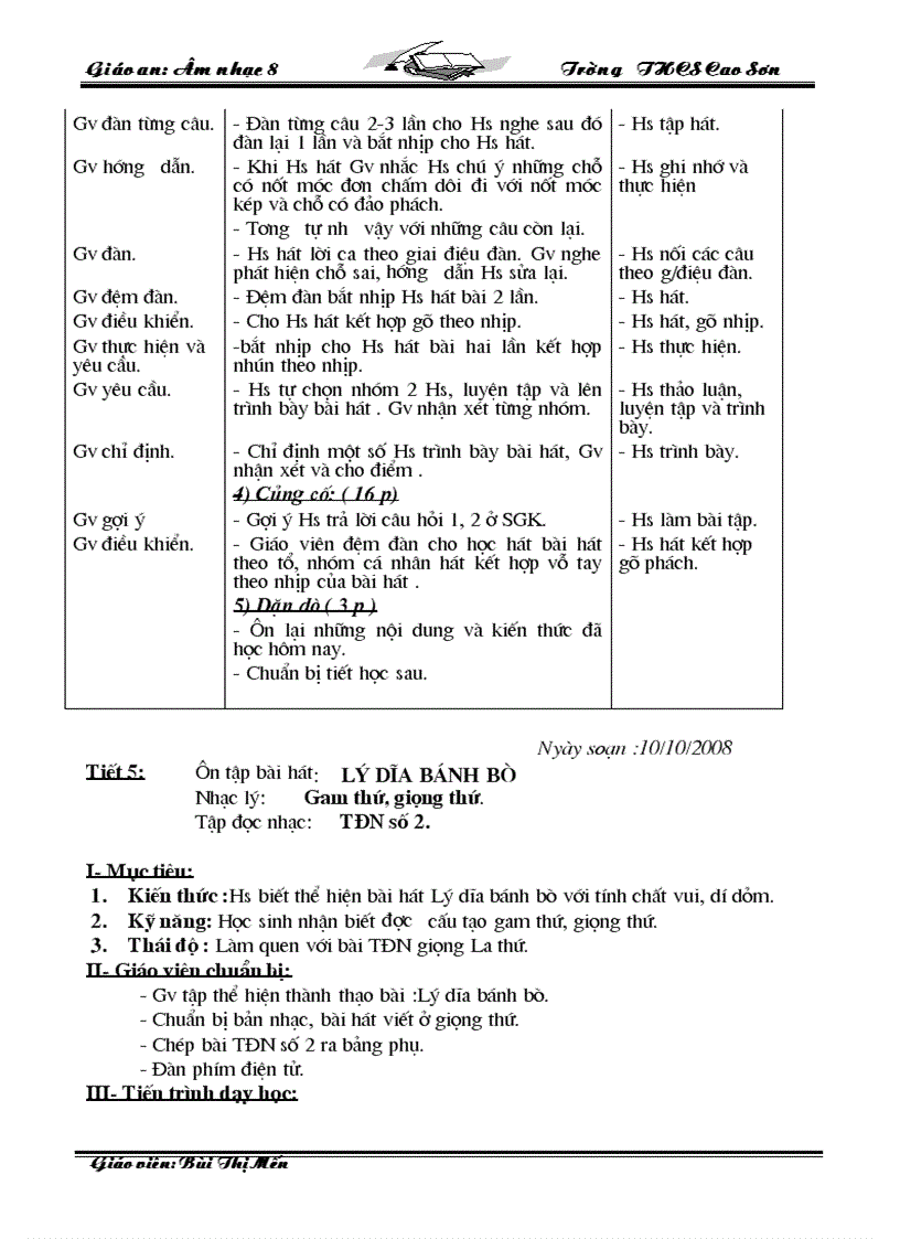 image for page Giáo Án Âm nhạc 8 09 10 Trọn Bộ