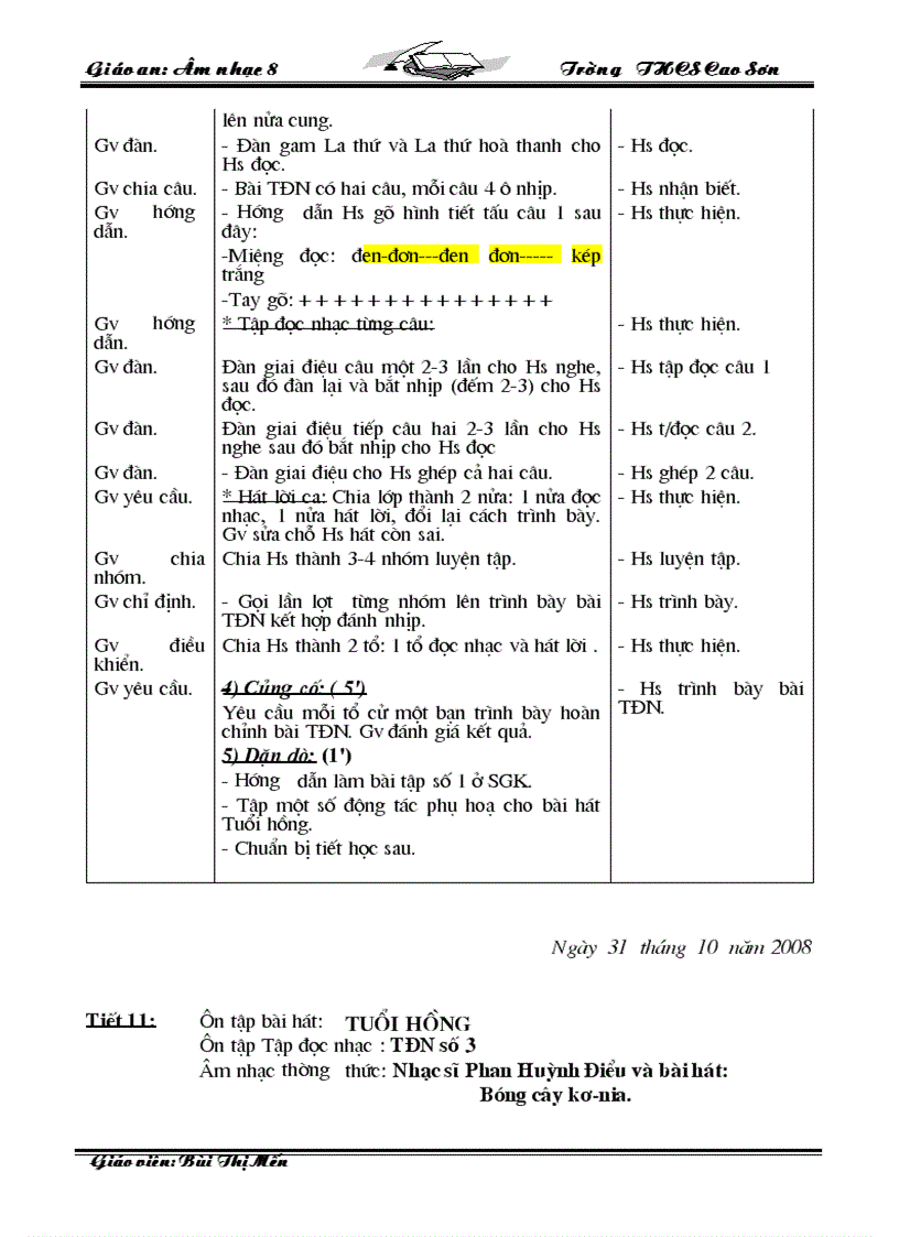 image for page Giáo Án Âm nhạc 8 09 10 Trọn Bộ