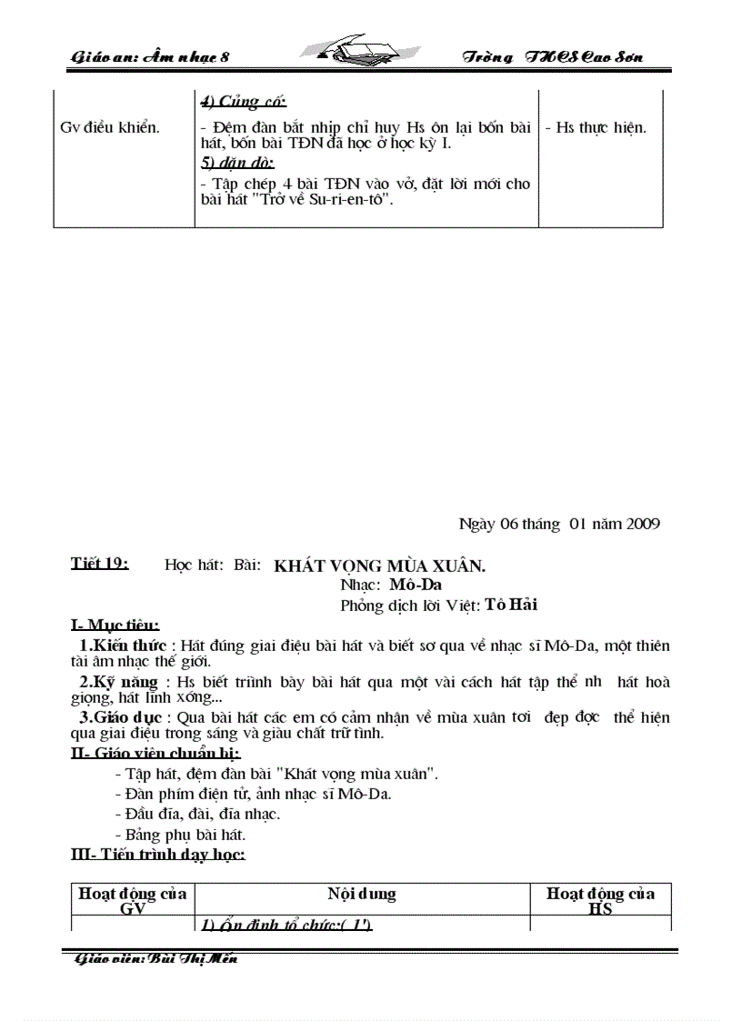 image for page Giáo Án Âm nhạc 8 09 10 Trọn Bộ