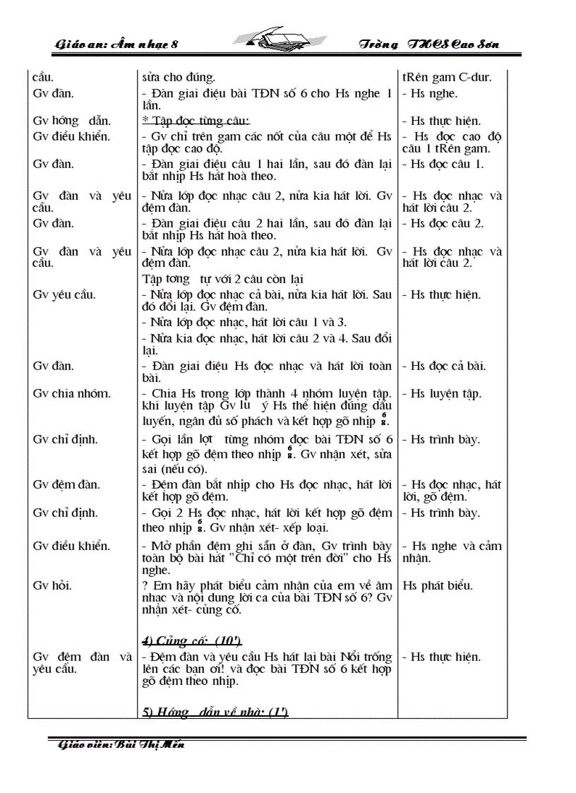 image for page Giáo Án Âm nhạc 8 09 10 Trọn Bộ