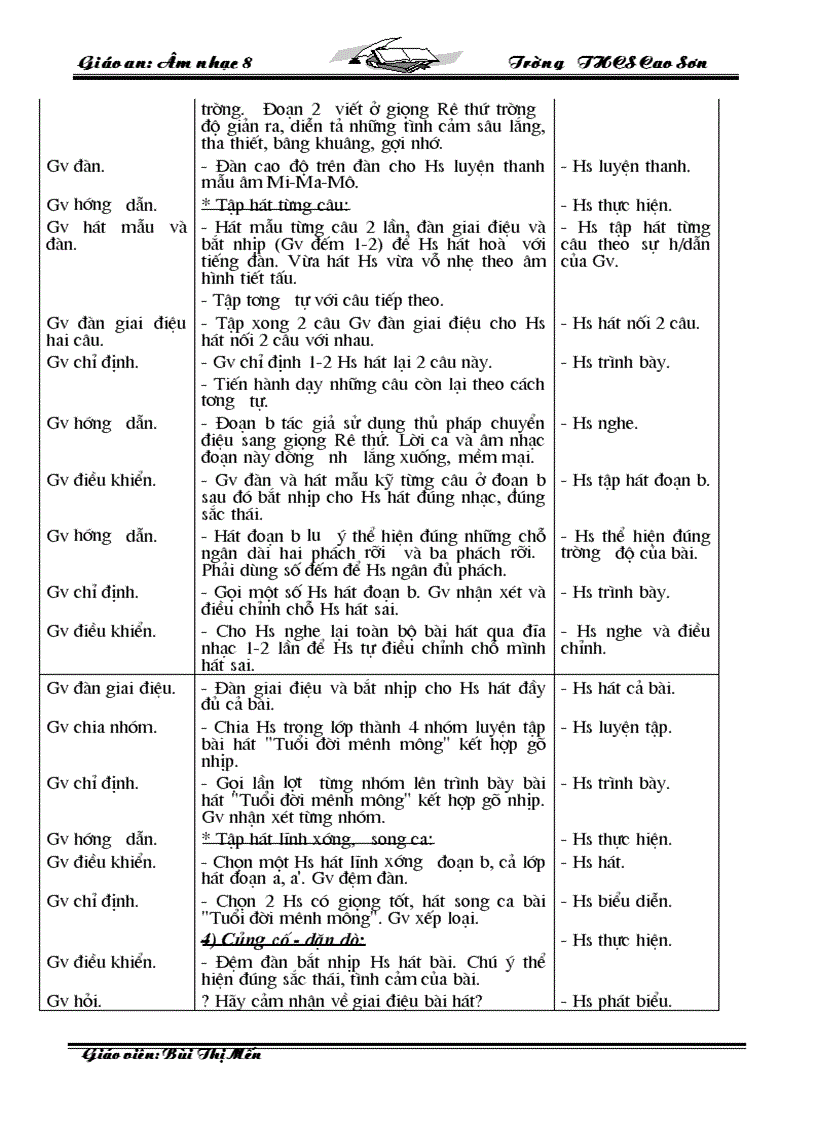 image for page Giáo Án Âm nhạc 8 09 10 Trọn Bộ