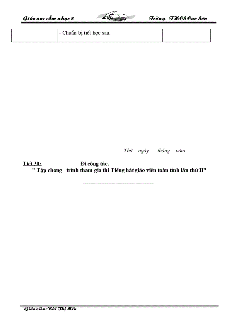 image for page Giáo Án Âm nhạc 8 09 10 Trọn Bộ