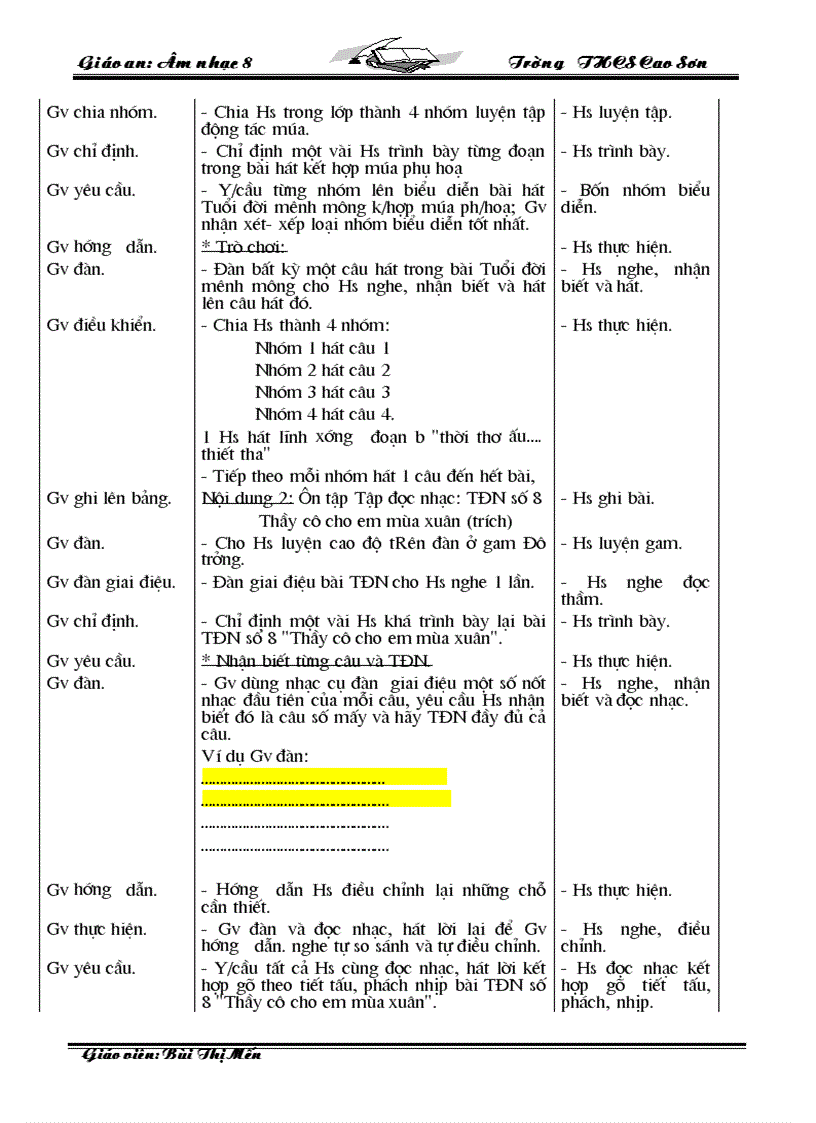 image for page Giáo Án Âm nhạc 8 09 10 Trọn Bộ