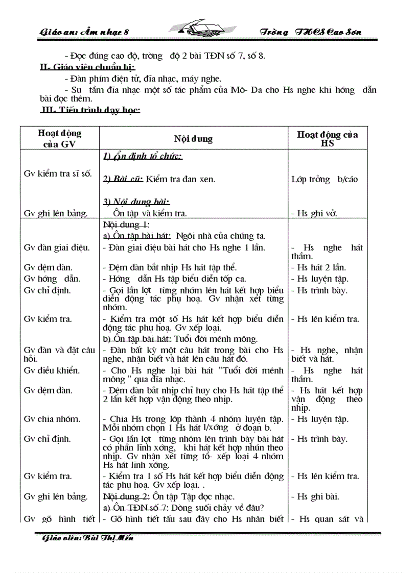 image for page Giáo Án Âm nhạc 8 09 10 Trọn Bộ