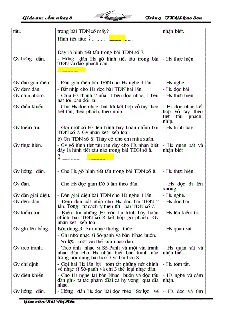 image for page Giáo Án Âm nhạc 8 09 10 Trọn Bộ