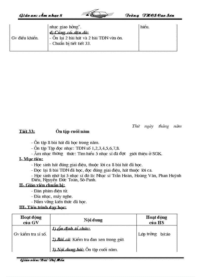 image for page Giáo Án Âm nhạc 8 09 10 Trọn Bộ