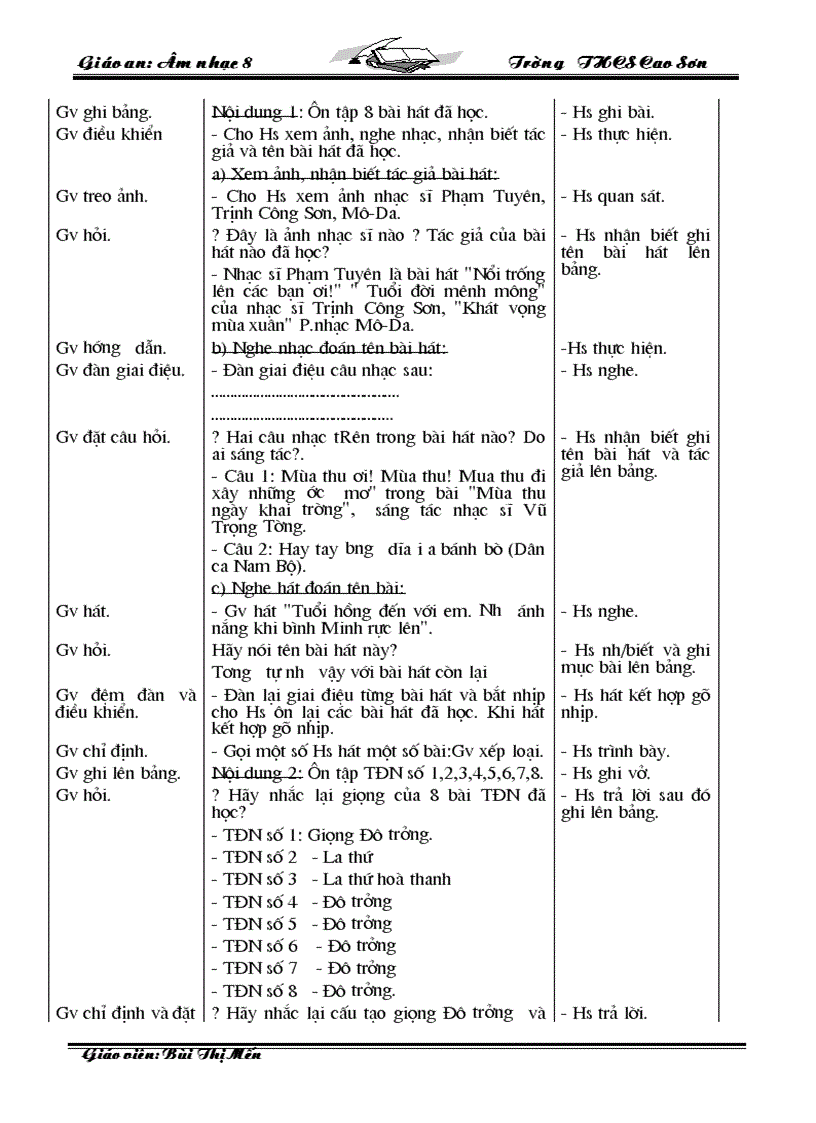 image for page Giáo Án Âm nhạc 8 09 10 Trọn Bộ