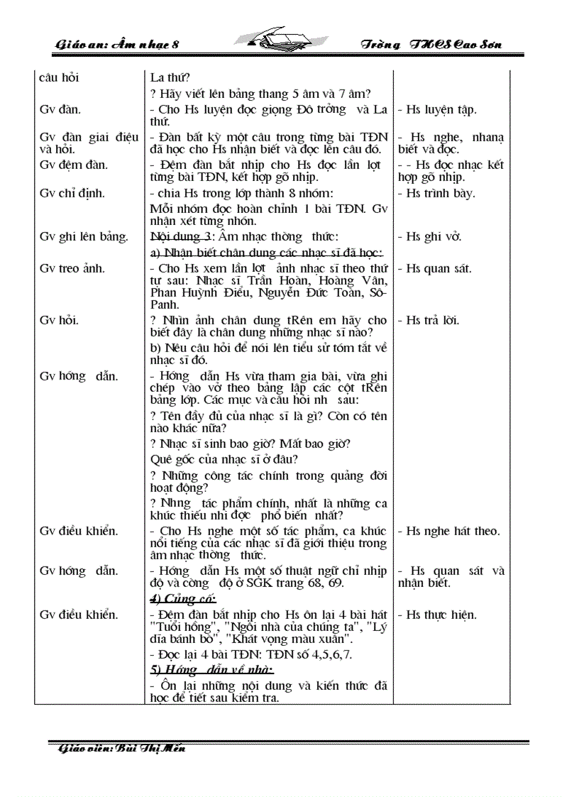 image for page Giáo Án Âm nhạc 8 09 10 Trọn Bộ