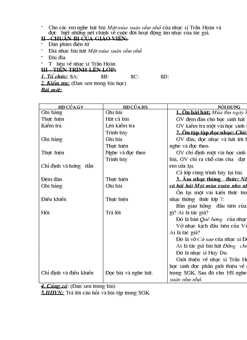 image for page Giáo án âm nhạc 8 3 cột cả năm 2010 2011