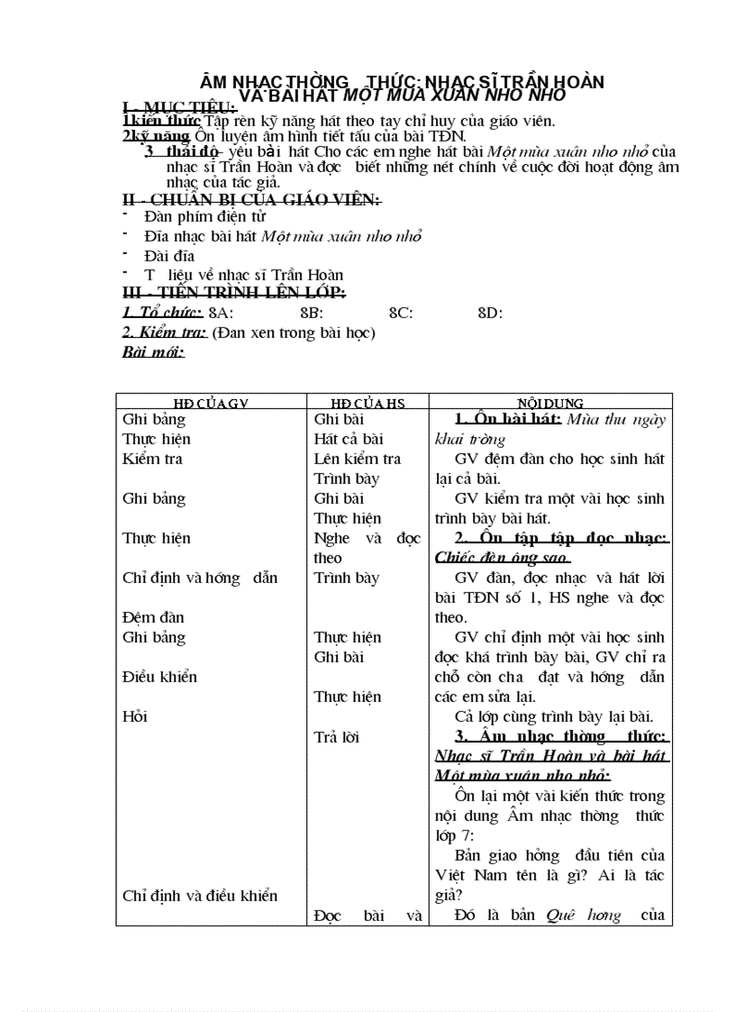image for page Giáo án Âm nhạc 8 cả năm chuẩn