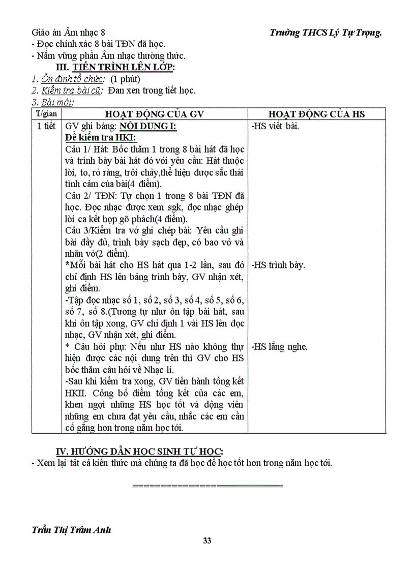 image for page Giáo án âm nhạc 8 chuân kiên thức