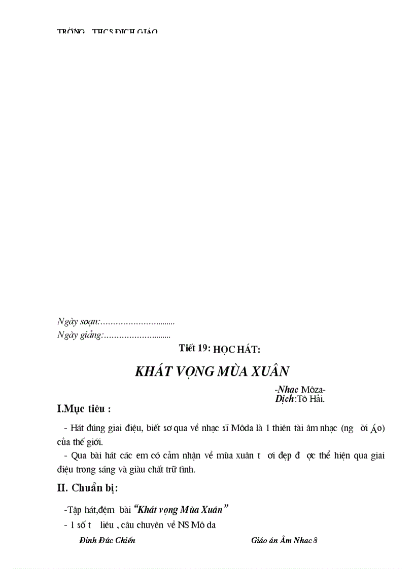 image for page Giáo án âm nhạc 8 đầy đủ