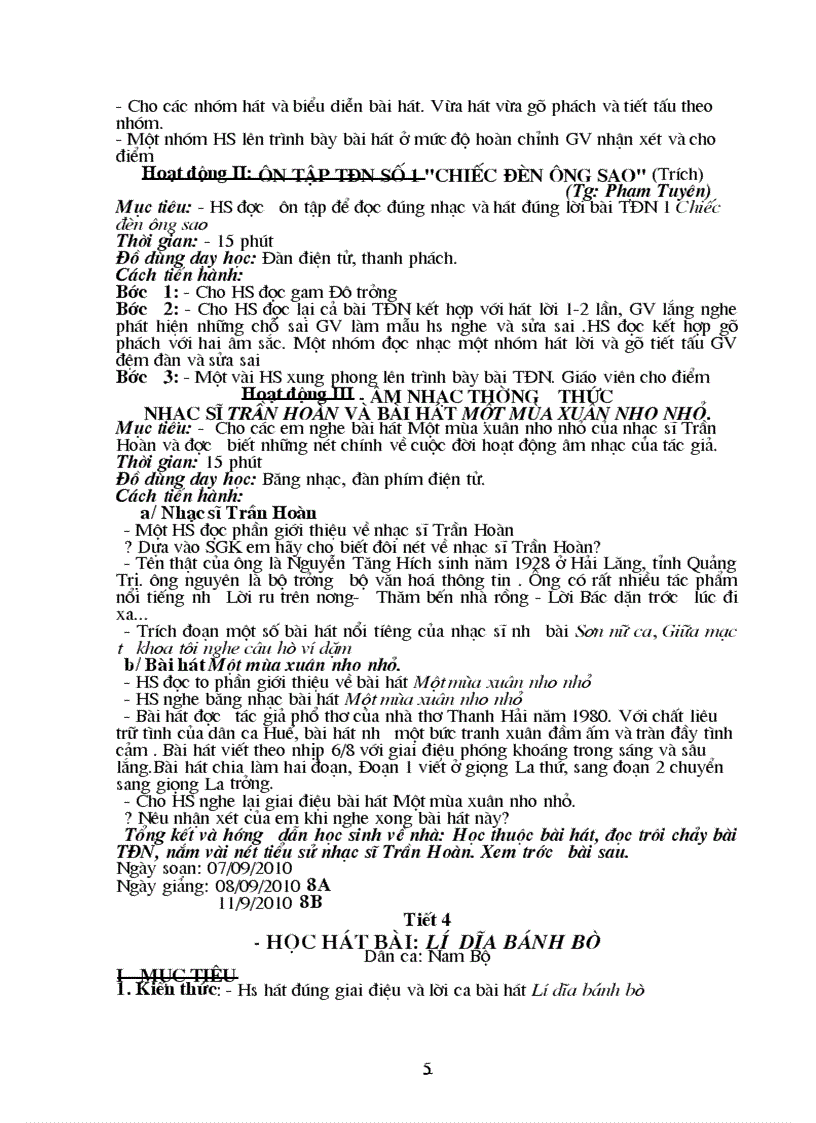 image for page Giáo án Âm nhạc 8 hay