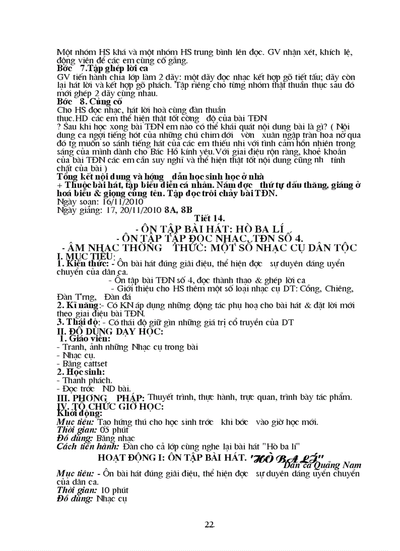 image for page Giáo án Âm nhạc 8 hay