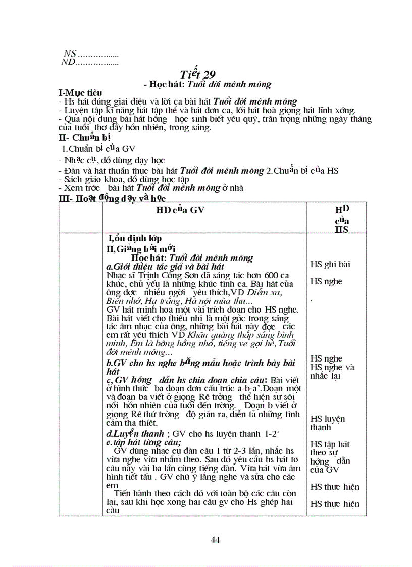 image for page Giáo án Âm nhạc 8 hay