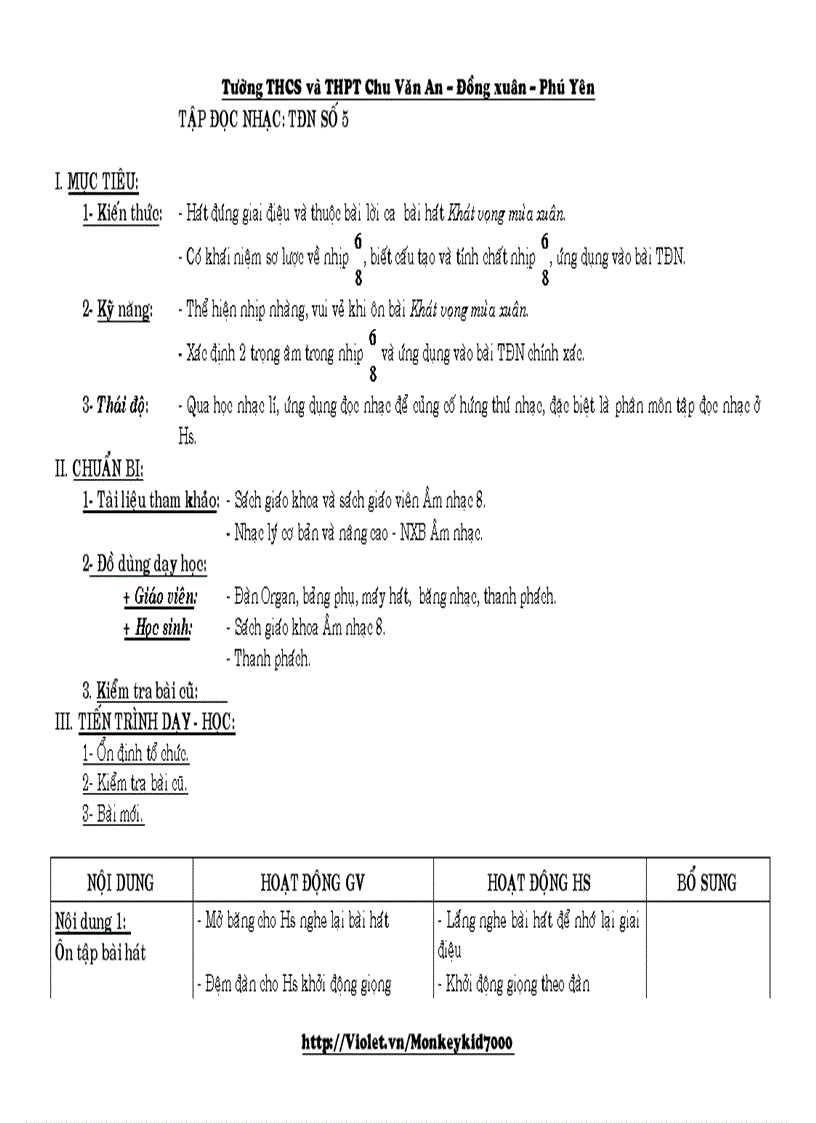 image for page Giáo án âm nhạc 8 hk ii