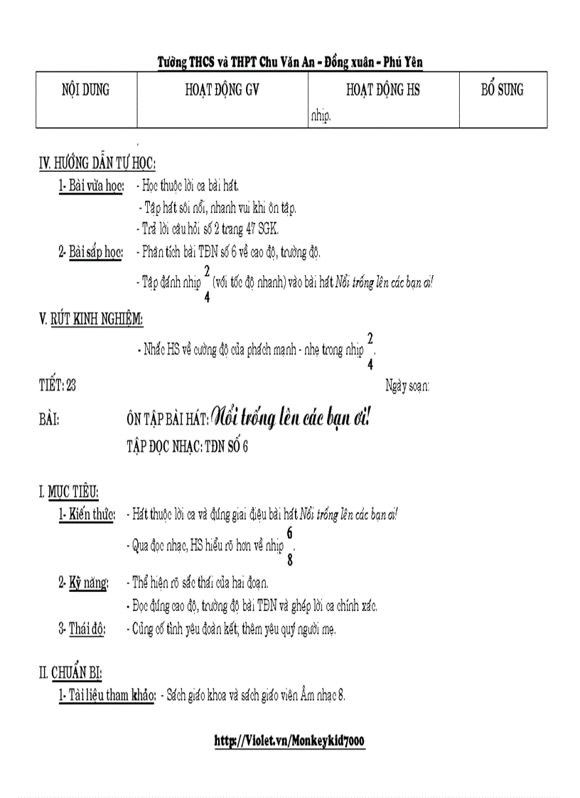 image for page Giáo án âm nhạc 8 hk ii