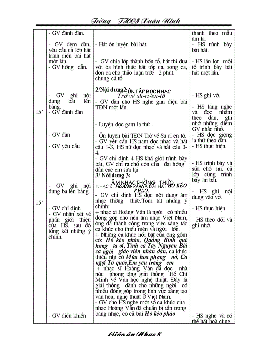 image for page Giáo án âm nhạc 8 kì 1