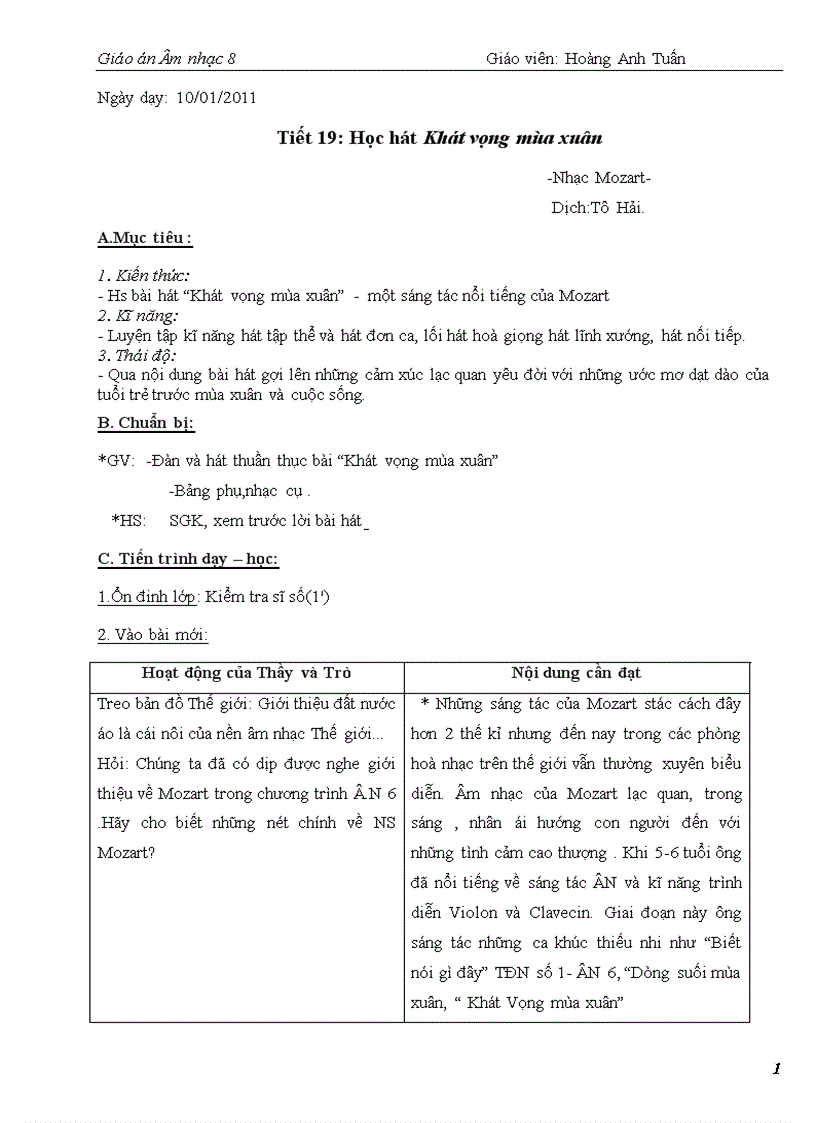 image for page Giáo án Âm nhạc 8 kỳ 2