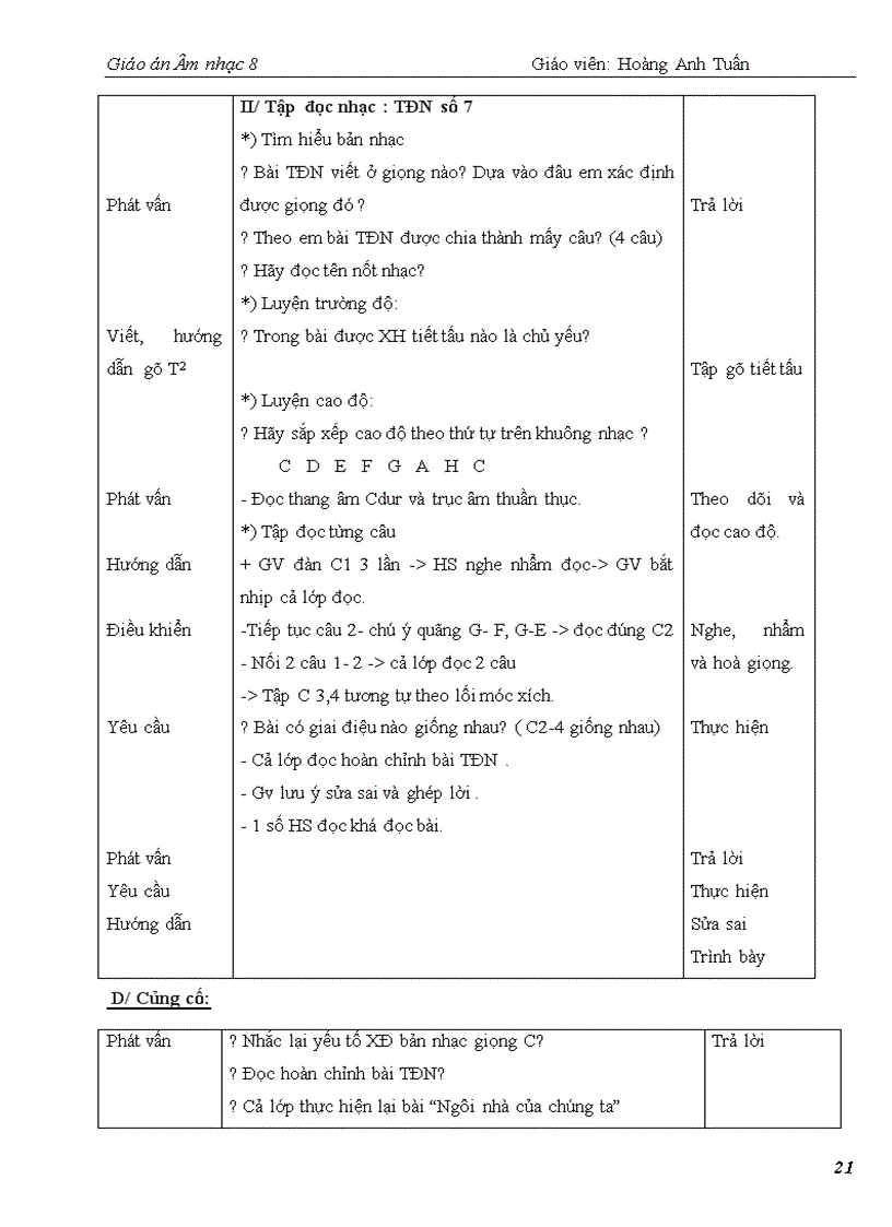 image for page Giáo án Âm nhạc 8 kỳ 2