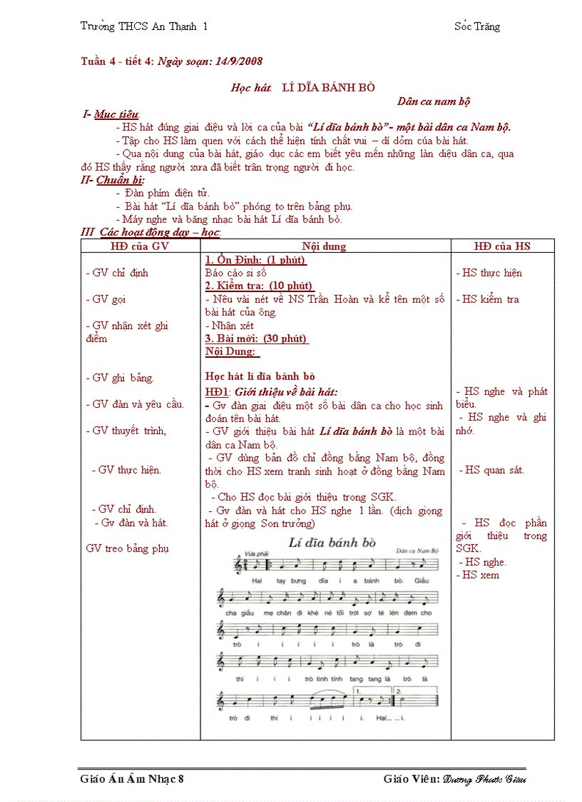 image for page Giáo án âm nhạc 8 Mới nhất đây