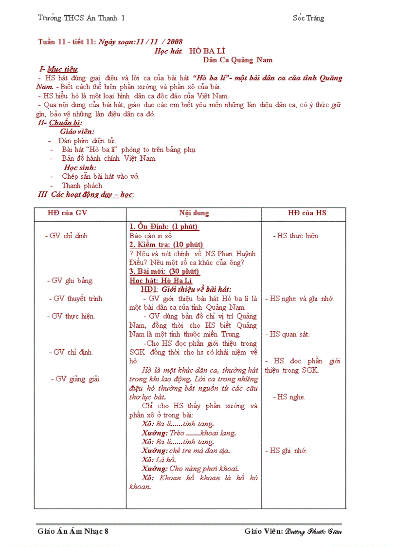 image for page Giáo án âm nhạc 8 Mới nhất đây