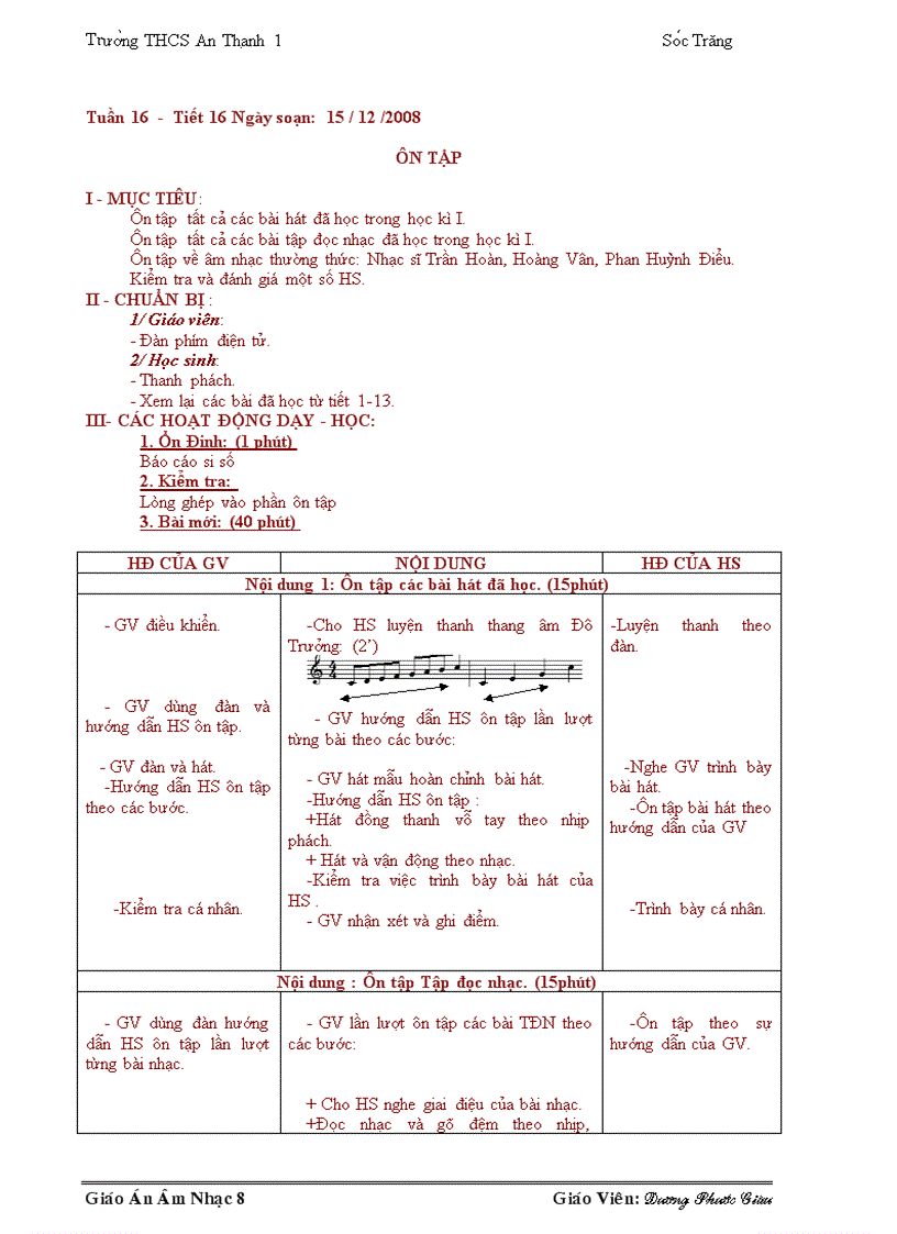 image for page Giáo án âm nhạc 8 Mới nhất đây