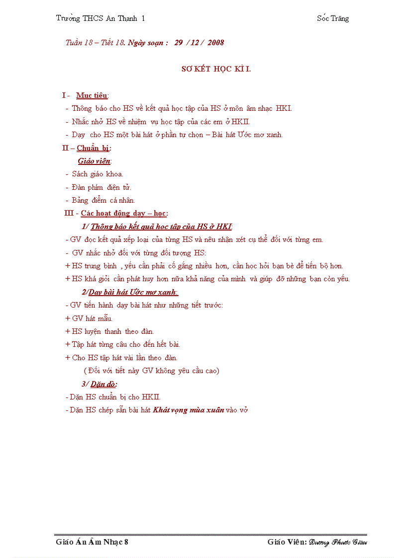 image for page Giáo án âm nhạc 8 Mới nhất đây