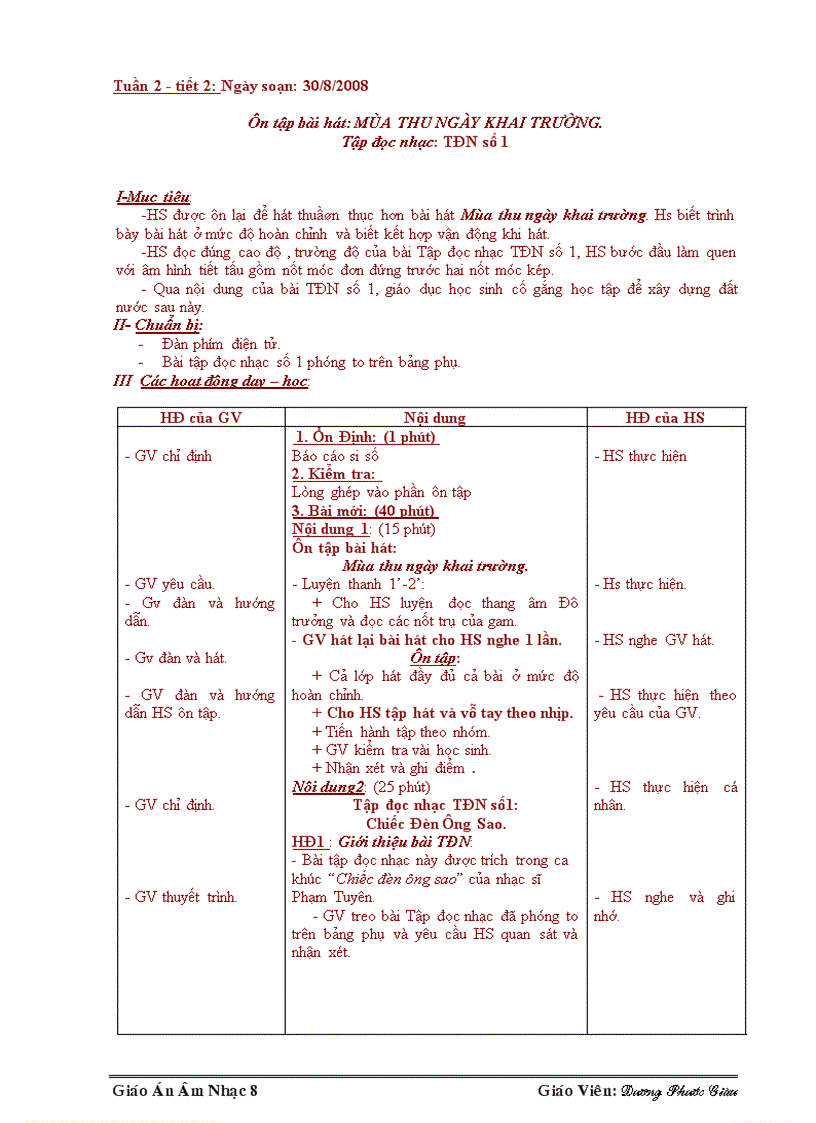 image for page Giáo án Âm nhạc 8 trọn bộ