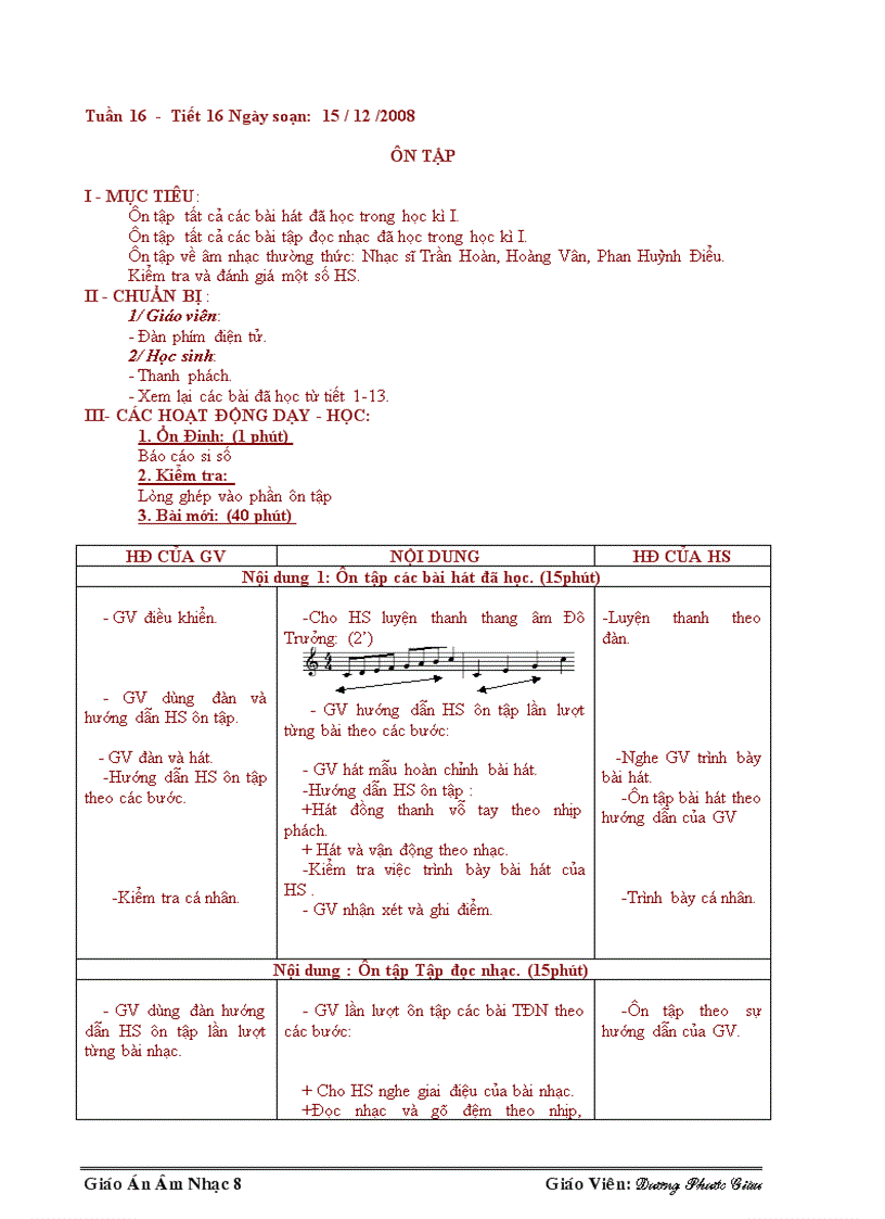 image for page Giáo án Âm nhạc 8 trọn bộ