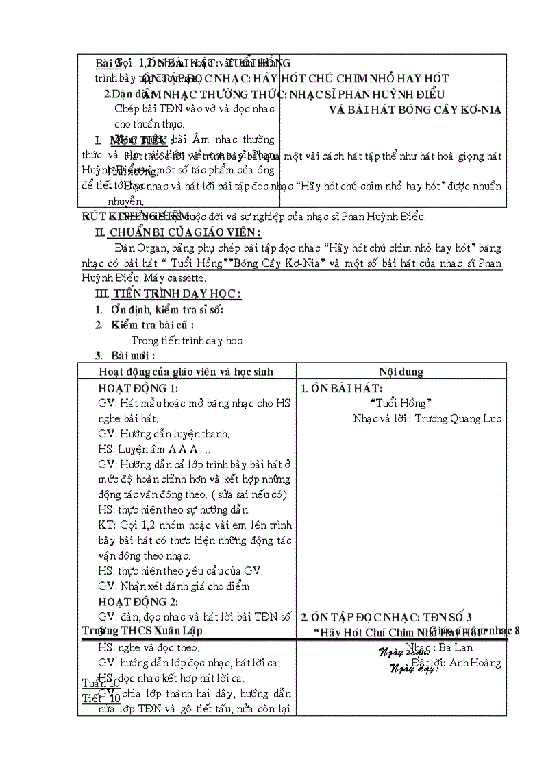 image for page Giáo án âm nhạc 8 từ tuần 1 đến tuần 28