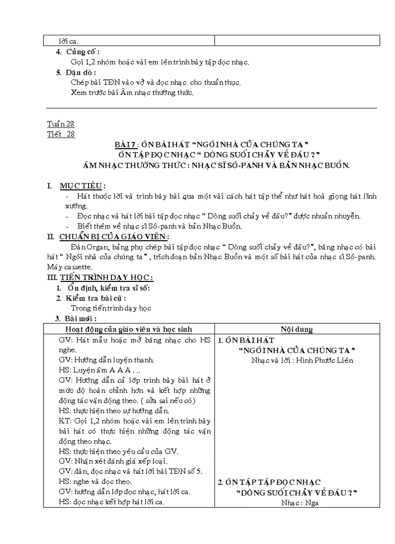 image for page Giáo án âm nhạc 8 từ tuần 1 đến tuần 28