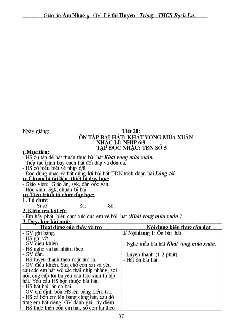 image for page Giao An Am nhac 8 2 cot