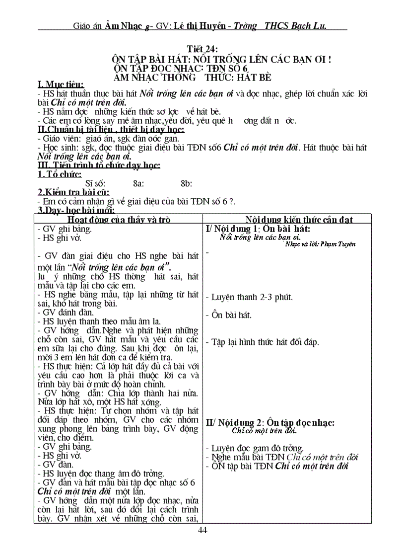 image for page Giao An Am nhac 8 2 cot