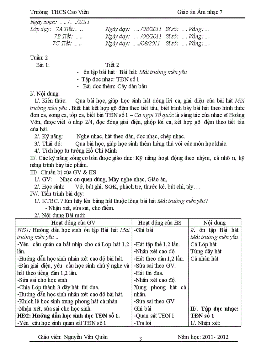 image for page Giáo án âm nhạc bài 14
