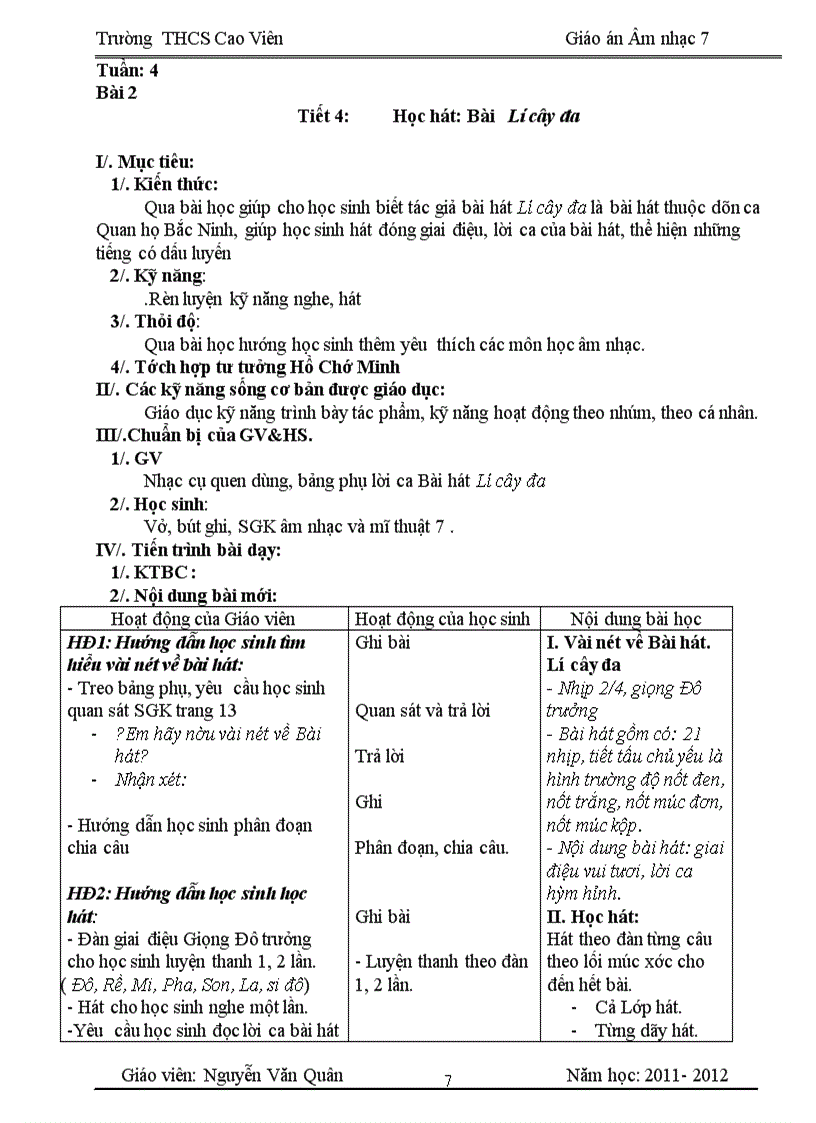 image for page Giáo án âm nhạc bài 14