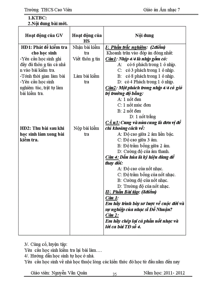 image for page Giáo án âm nhạc bài 14