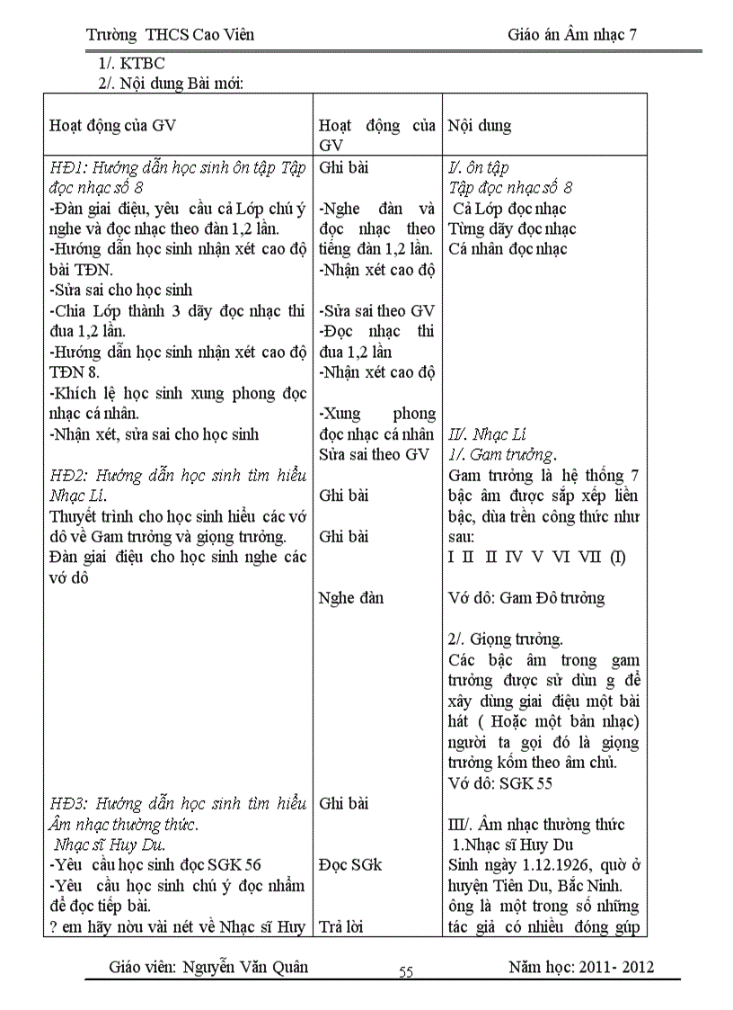 image for page Giáo án âm nhạc bài 14