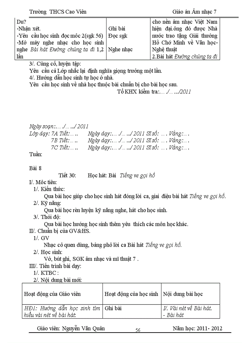 image for page Giáo án âm nhạc bài 14