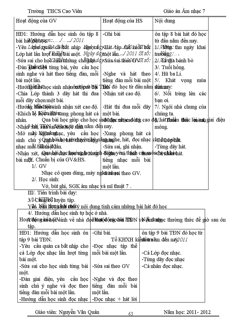 image for page Giáo án âm nhạc bài 14