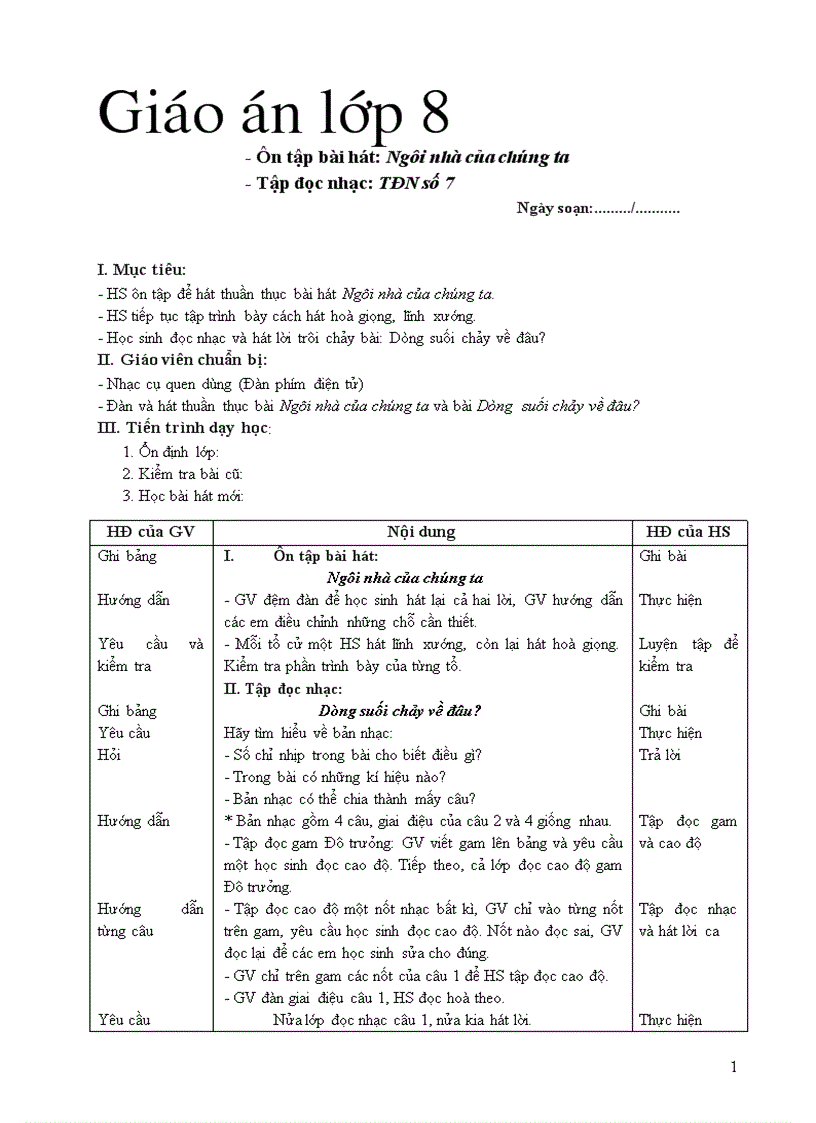 image for page Giao an âm nhac lơp 8