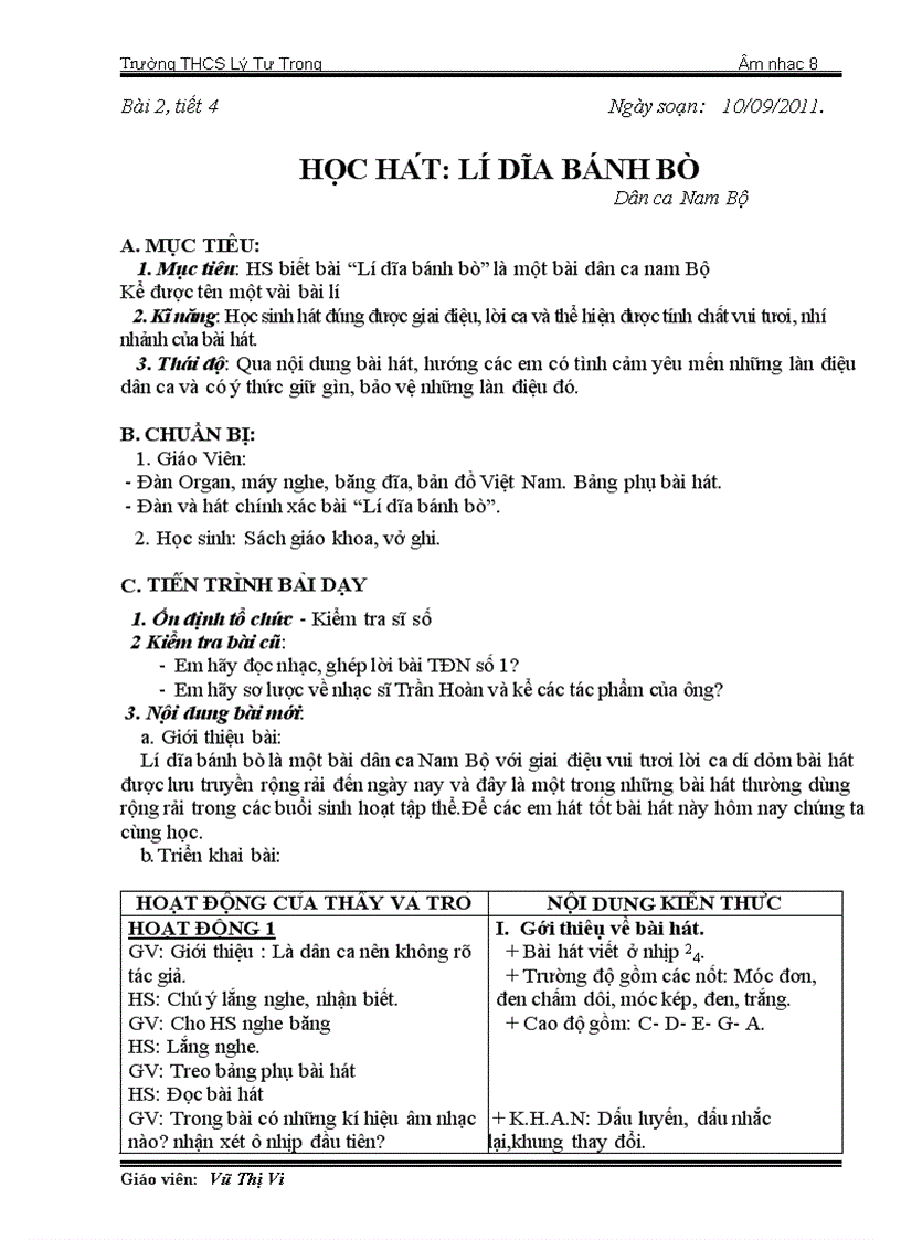 image for page Giáo án Nhạc 8 kì I