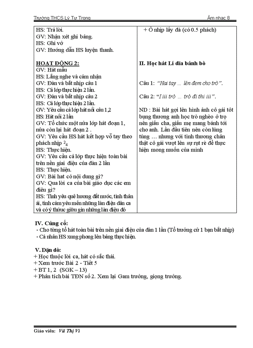 image for page Giáo án Nhạc 8 kì I