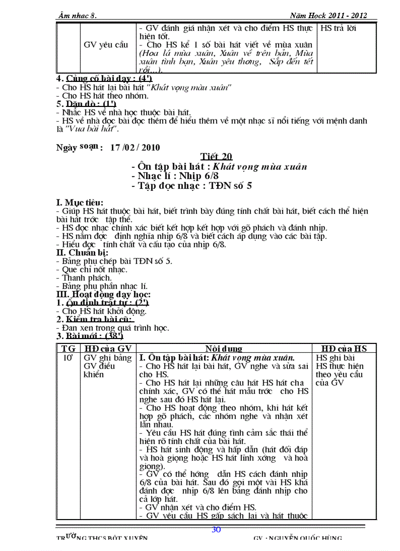 image for page Giao An NHac 8 Moi